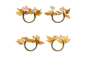 Parili Glass Leaf Napkin Rings - Natural & Rust - (Set of 4)-KITCHEN & DINING ACCESSORIES-Nkuku