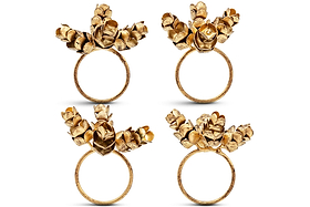 Beej Napkin Rings - Antique Brass - (Set of 4)-KITCHEN & DINING ACCESSORIES-Nkuku