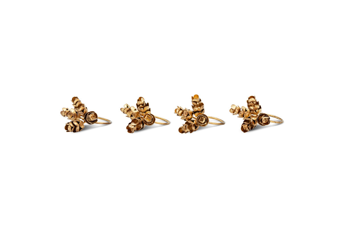 Beej Napkin Rings - Antique Brass - (Set of 4)-KITCHEN & DINING ACCESSORIES-Nkuku