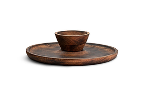 Sindar Serving Tray with Bowl - Natural-SERVEWARE-Nkuku