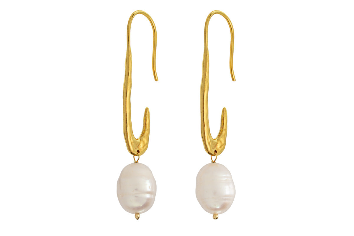 Omi White Pearl Earrings - Gold-GIFTING-Nkuku