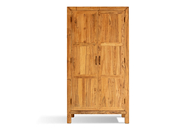 Iya Reclaimed Wood Wardrobe - Natural-BEDROOM FURNITURE-Nkuku