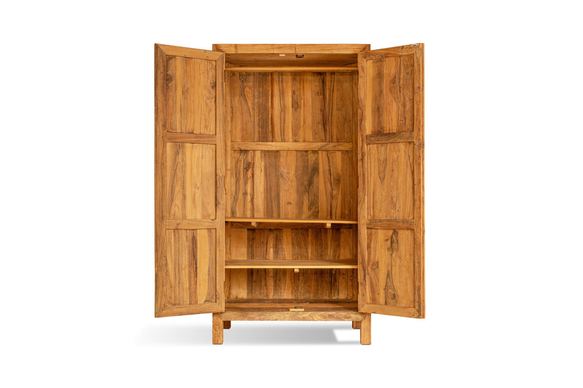 Iya Reclaimed Wood Wardrobe - Natural-BEDROOM FURNITURE-Nkuku