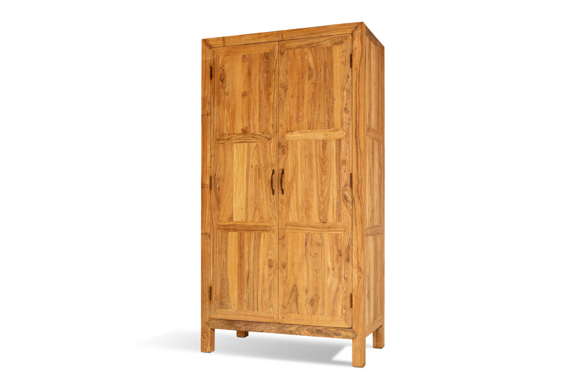 Iya Reclaimed Wood Wardrobe - Natural-BEDROOM FURNITURE-Nkuku