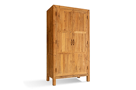 Iya Reclaimed Wood Wardrobe - Natural-BEDROOM FURNITURE-Nkuku