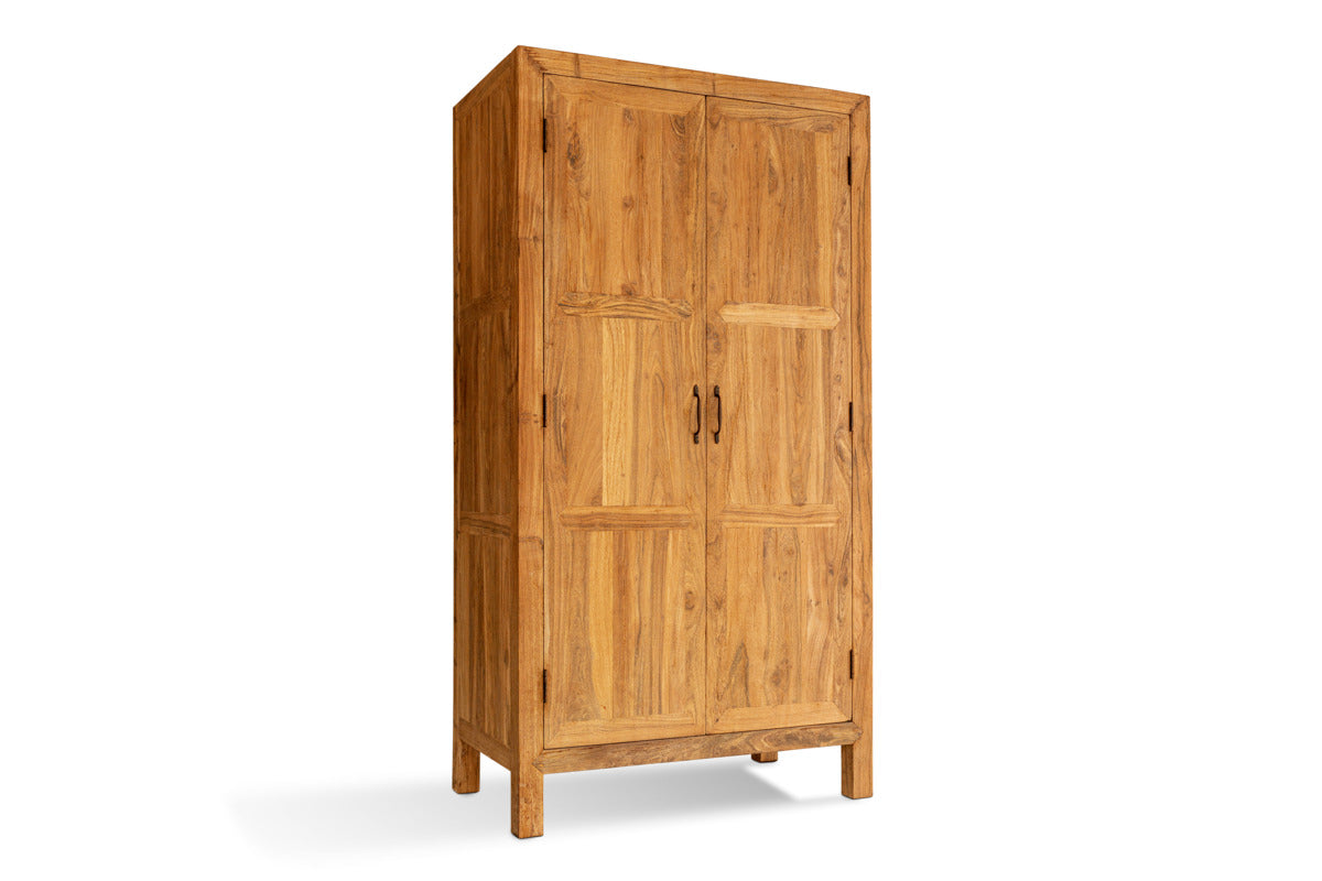 Iya Reclaimed Wood Wardrobe - Natural-BEDROOM FURNITURE-Nkuku