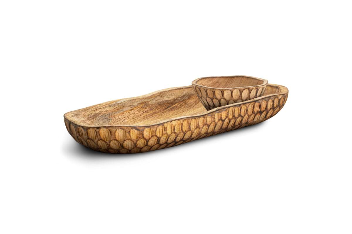 Pyaar Serving Tray and Bowl - Natural-SERVEWARE-Nkuku