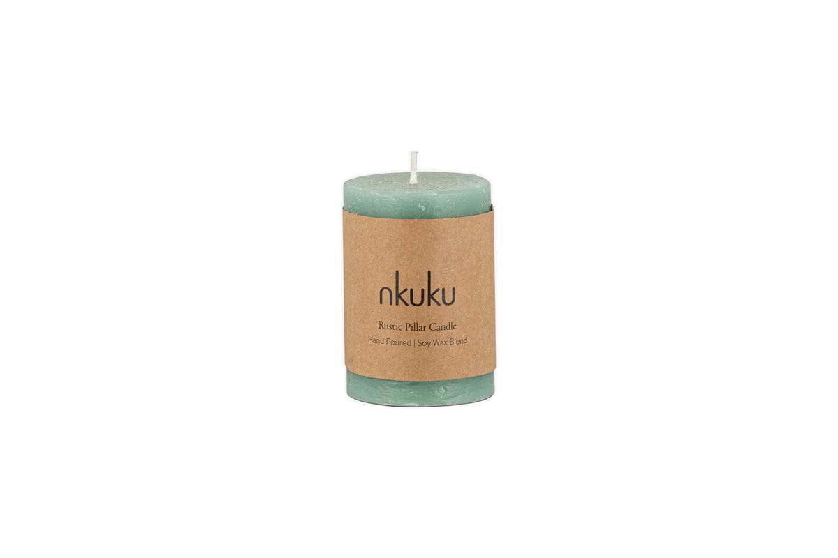Rustic Soy Blend Mini Pillar Candle - Sage Green-CANDLES & HOME FRAGRANCE-Nkuku