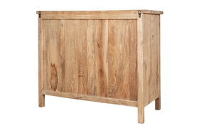 The nkuku Vivan Grooved Chest of Drawers in Natural features a light wood finish, clean lines, visible grain patterns, and four legs. This minimalistic bedroom piece offers stylish storage with a flat top.