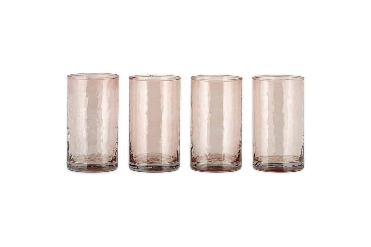 Yala Hammered Highball - Dusty Terracotta (Set of 4)-GLASSWARE-Nkuku