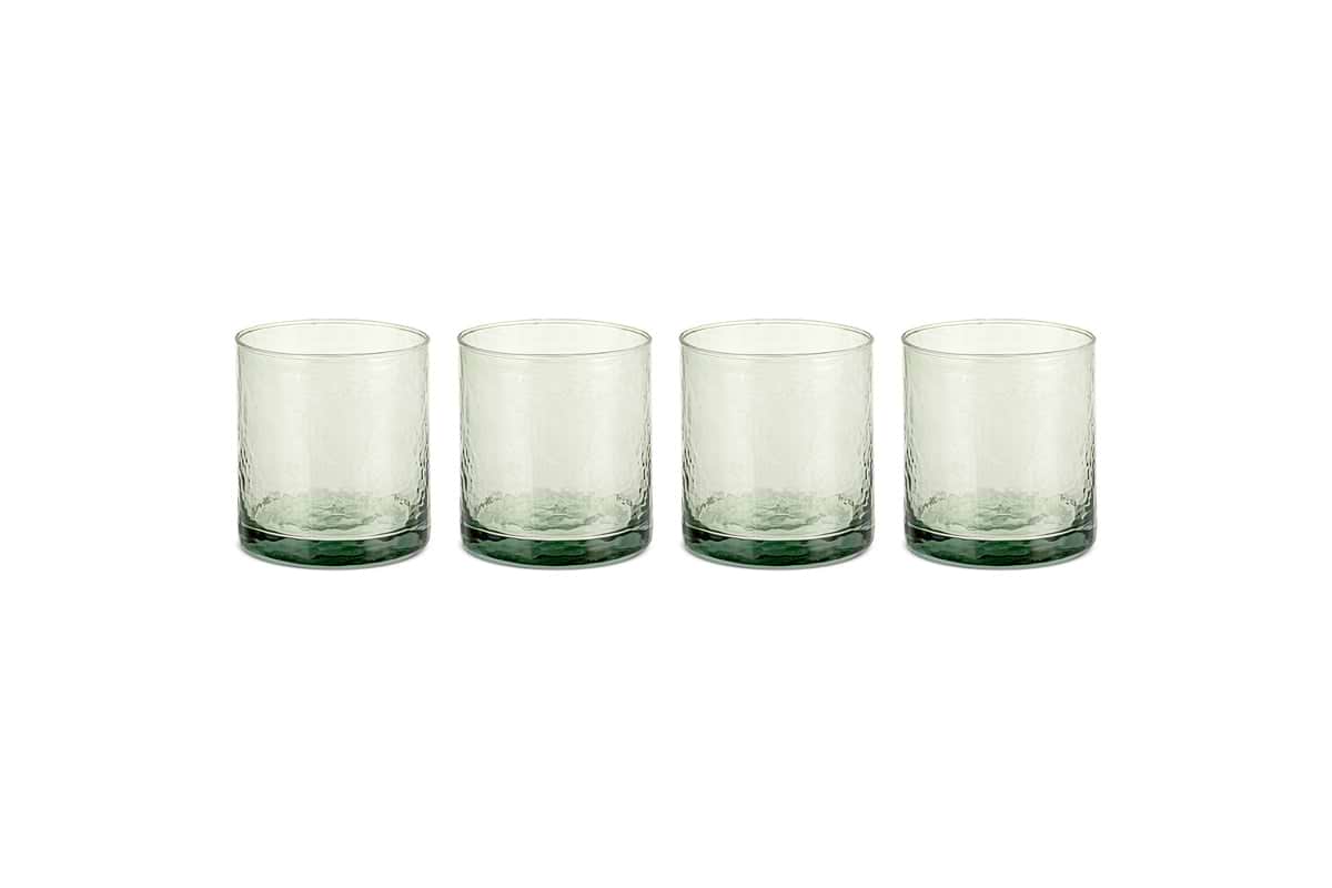 Yala Hammered Tumbler - Sage Green (Set of 4)-GLASSWARE-Nkuku