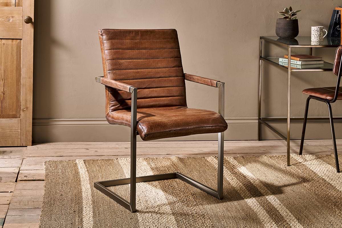 Wamma Leather Desk Chair-SEATING-Nkuku