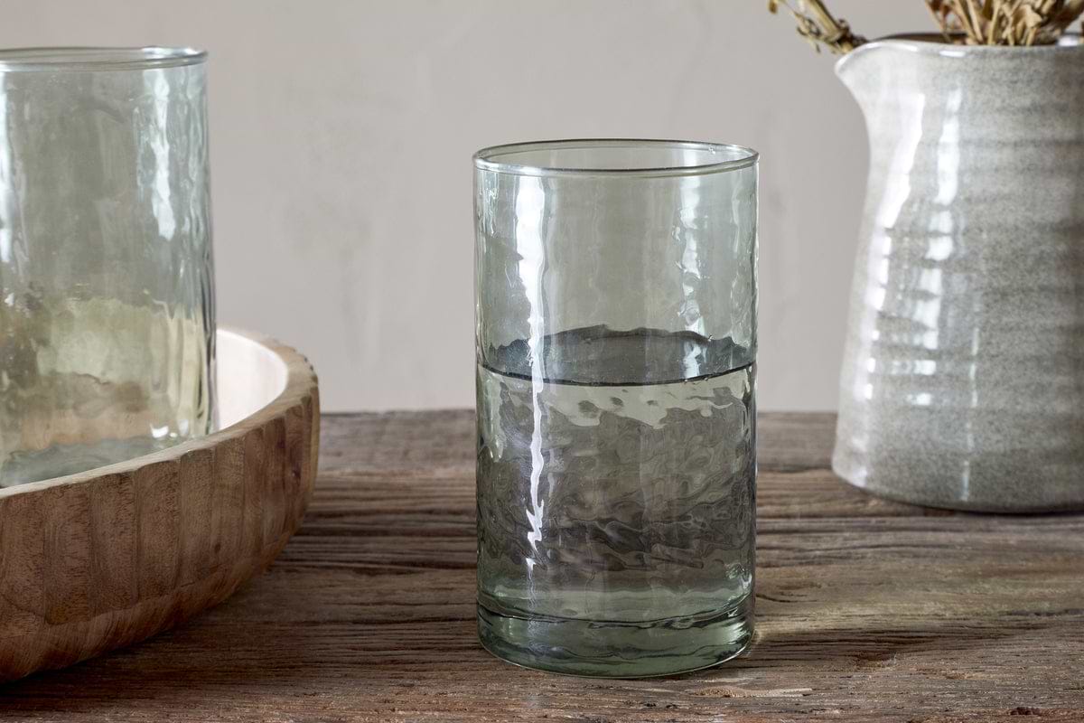Yala Hammered Glass Highball – Sage Green, Set of 4 – Nkuku