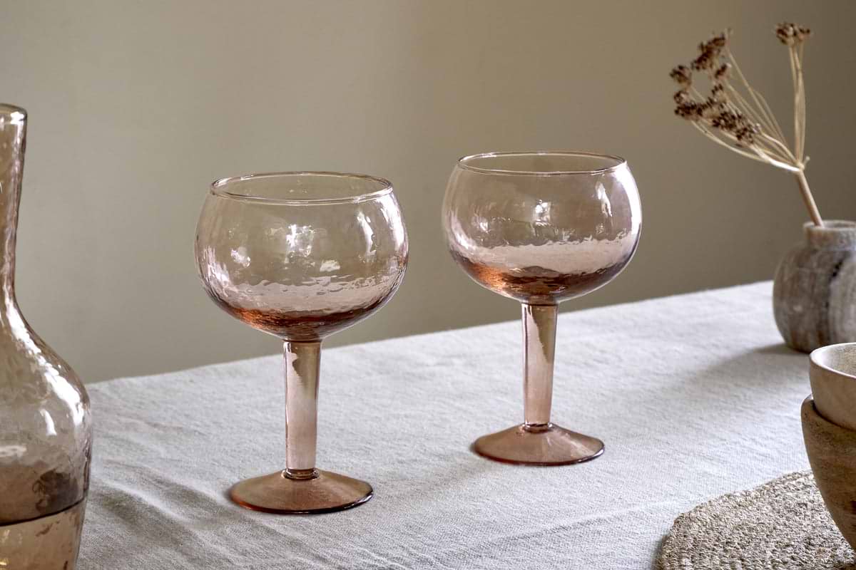 Yala Hammered Gin Glass - Dusty Terracotta (Set of 2)-GLASSWARE-Nkuku