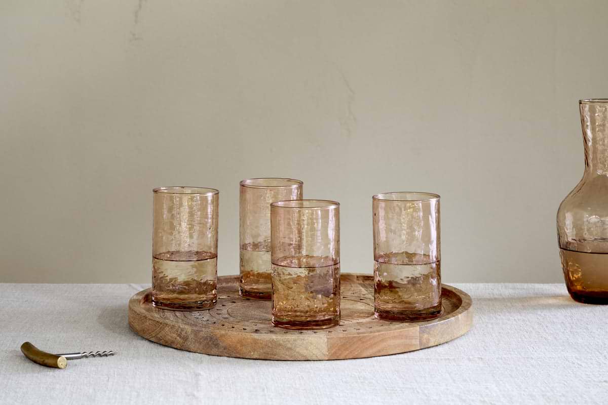 Yala Hammered Highball - Dusty Terracotta (Set of 4)-GLASSWARE-Nkuku
