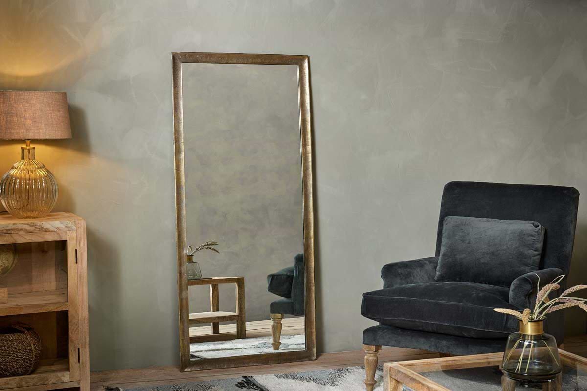 Yadur Full Length Mirror - Antique Brass-MIRRORS-Nkuku