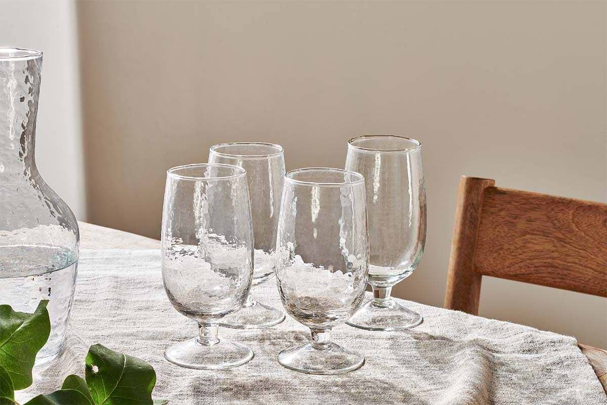 Yala Hammered Glass - Clear (Set of 4)-GLASSWARE-Nkuku