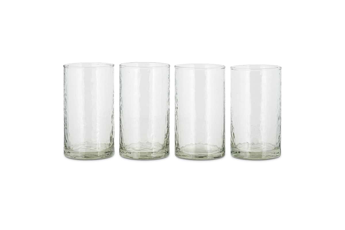 Yala Hammered Highball - Clear (Set of 4)-GLASSWARE-Nkuku