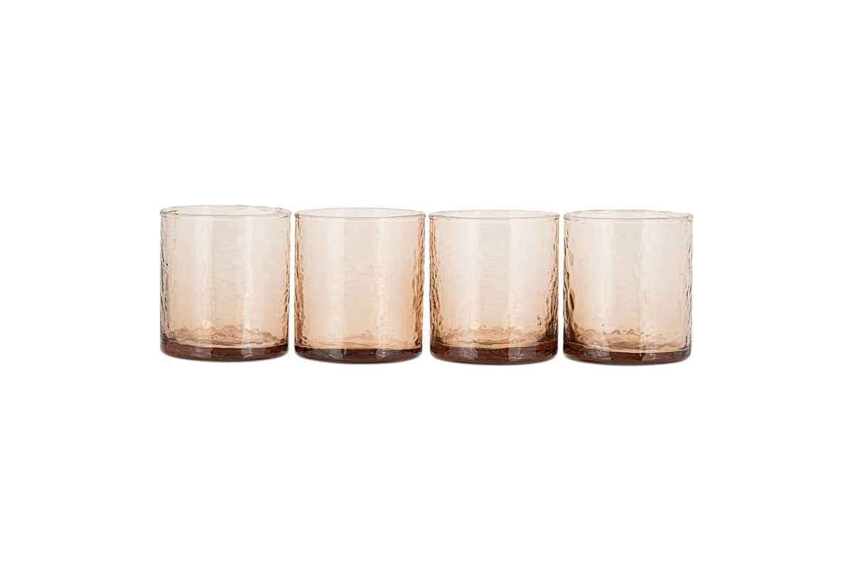 Yala Hammered Tumbler - Dusty Terracotta (Set of 4)-GLASSWARE-Nkuku