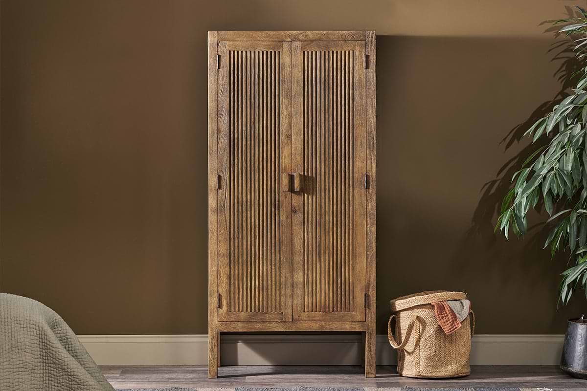 Yasha Reeded Mango Wood Cabinet-STORAGE FURNITURE-Nkuku