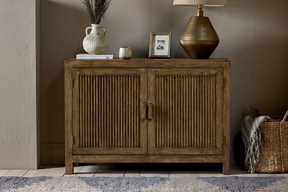 Yasha Reeded Mango Wood Sideboard-STORAGE FURNITURE-Nkuku