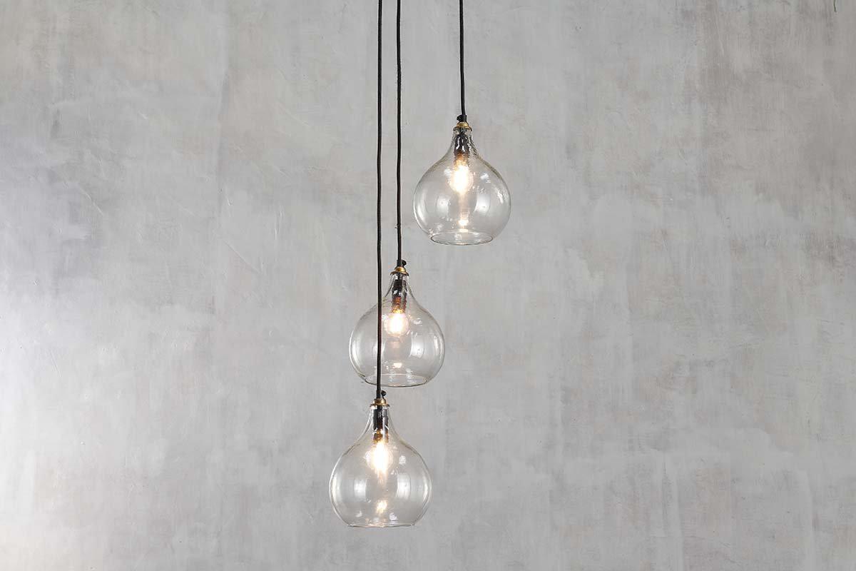 Ziva Recycled Glass Cluster Pendant - Clear-LIGHTS-Nkuku
