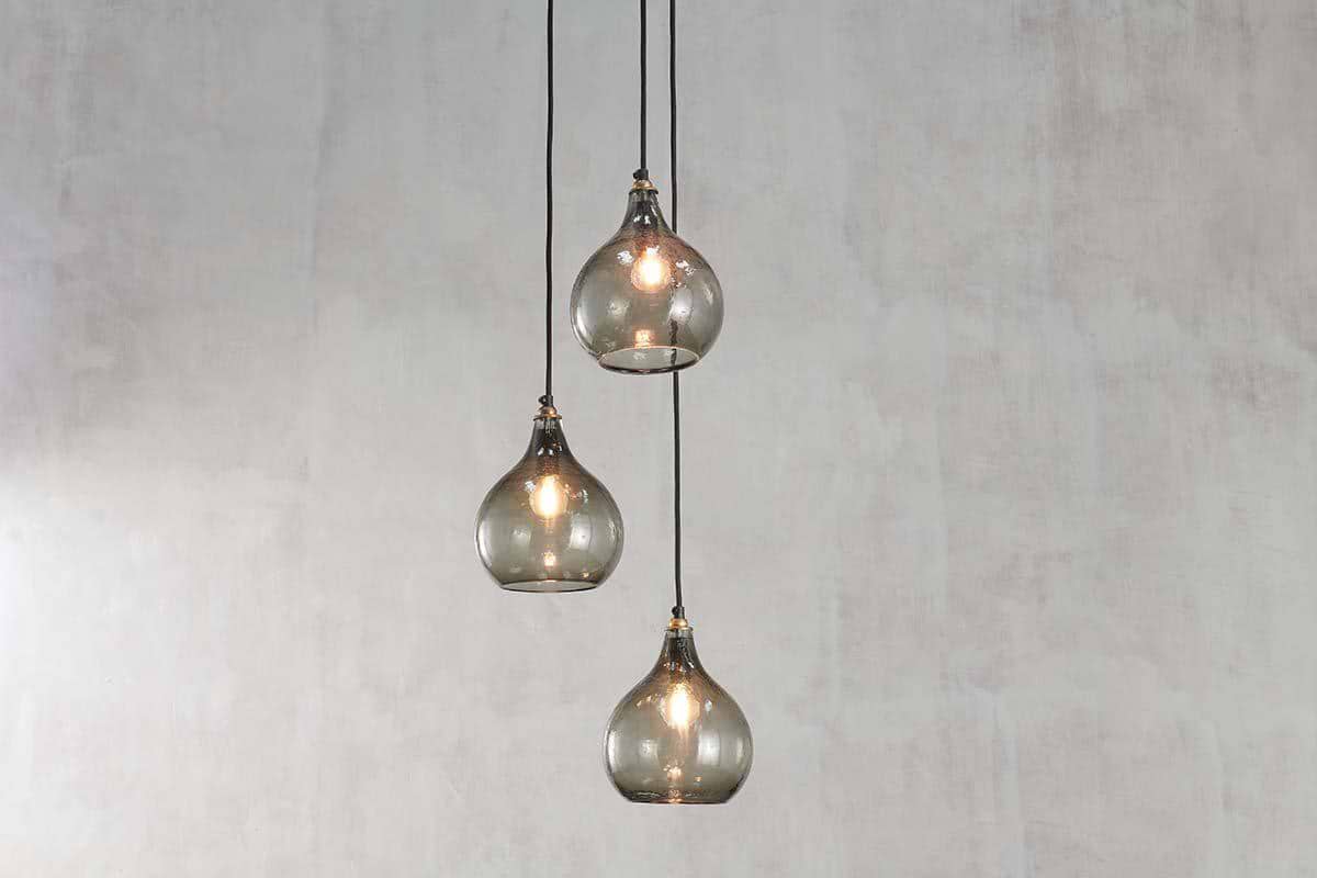 Ziva Recycled Glass Cluster Pendant - Green Smoke-LIGHTS-Nkuku