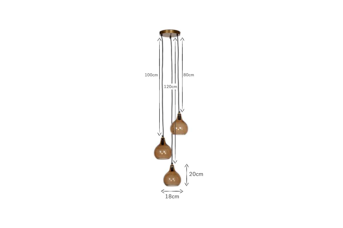 Ziva Recycled Glass Cluster Pendant -  Light Smoke Brown