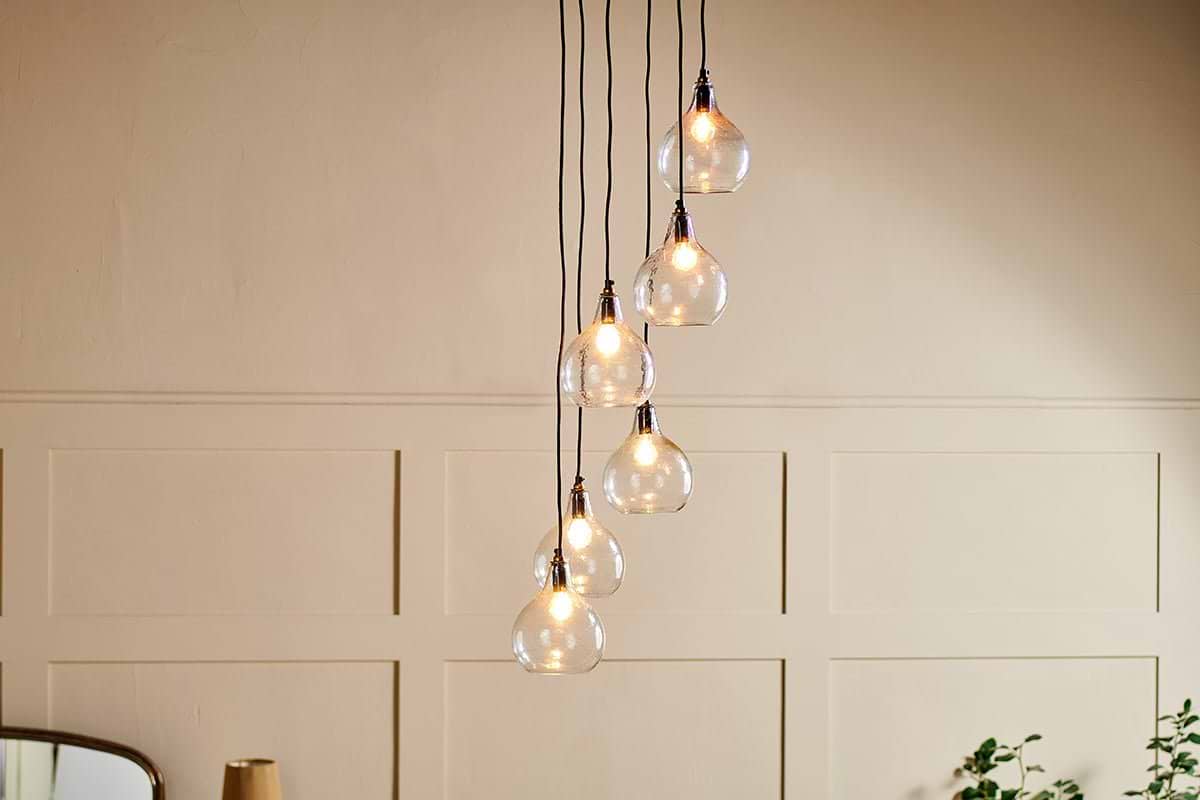 Ziva Statement Recycled Glass Cluster Pendant - Clear-LIGHTS-Nkuku