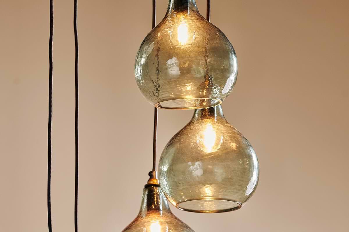 Ziva Statement Recycled Glass Cluster Pendant - Green Smoke