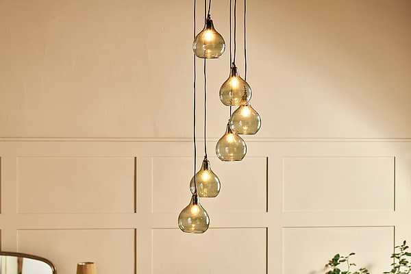 Ziva Statement Recycled Glass Cluster Pendant - Green Smoke-LIGHTS-Nkuku