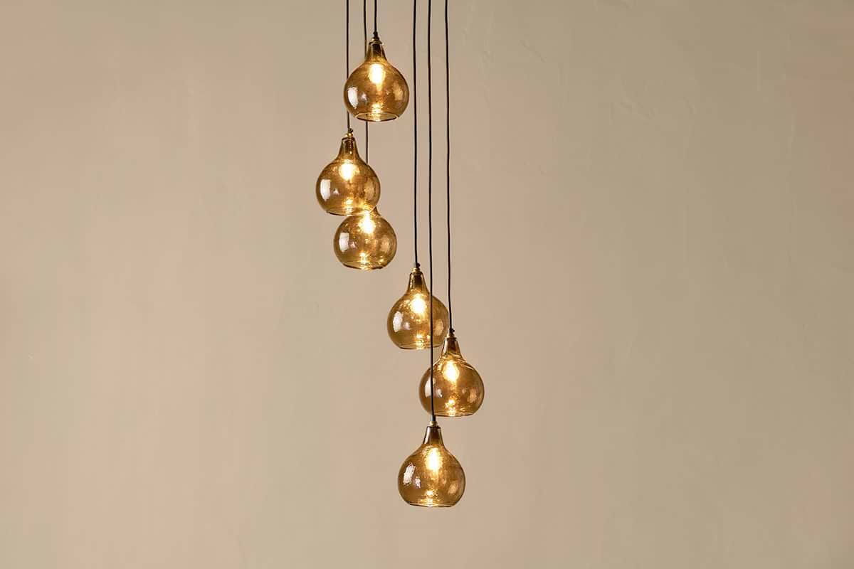 Ziva Statement Recycled Glass Cluster Pendant - Light Smoke Brown-LIGHTS-Nkuku