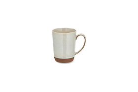 The Edo Mug - Large - Terracotta (Set of 2) by nkuku features a smooth off-white ceramic glaze with a natural terracotta-colored base and handle for a stylish look.