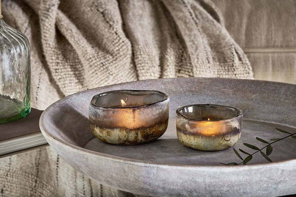 Janka Tealight Holders - Charcoal (Set of 2)-CANDLES HOLDERS & LANTERNS-Nkuku