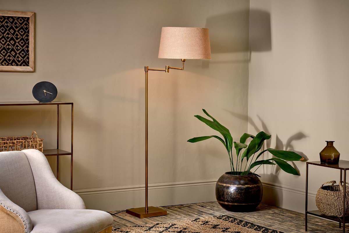 Kara Floor Lamp - Brass-LAMPS-Nkuku