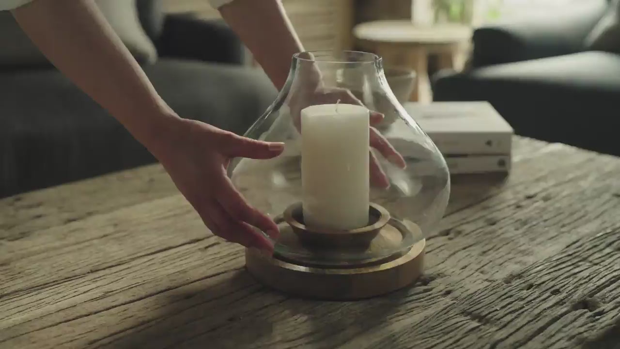 Naryla Mango Wood Lantern - Natural