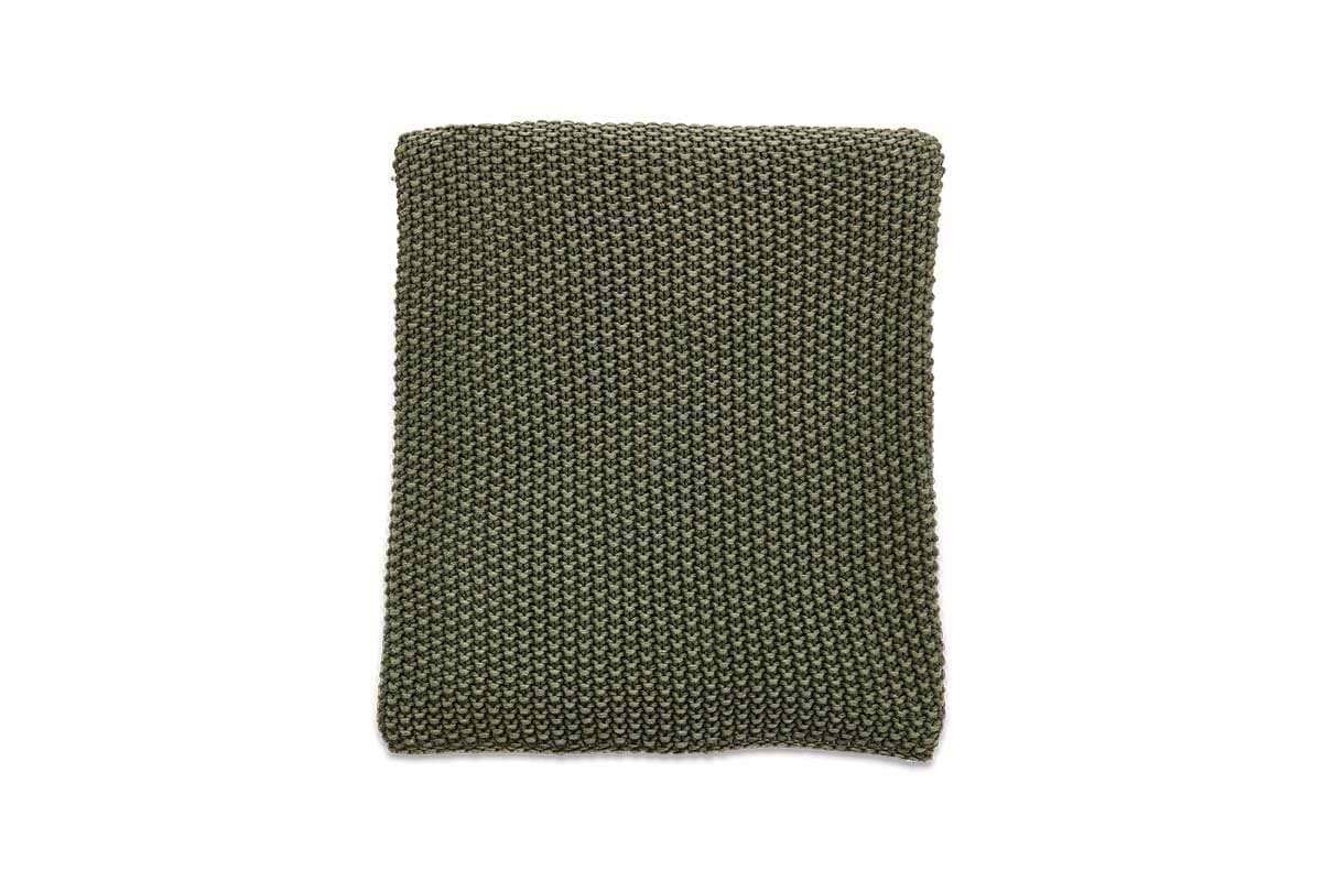 Moss Stitch Cotton Throw - Forest Green-nkuku