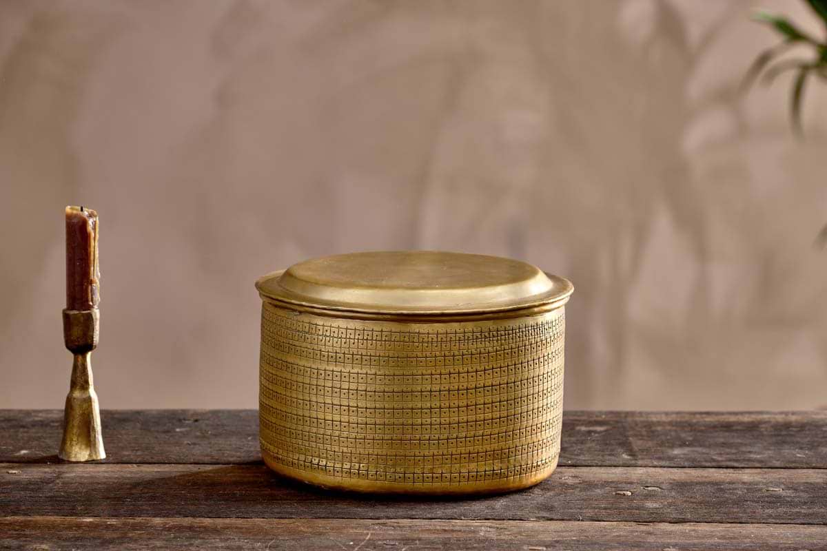 Tembesi Etched Pot - Wide-DECORATIVE ACCESSORIES-Nkuku