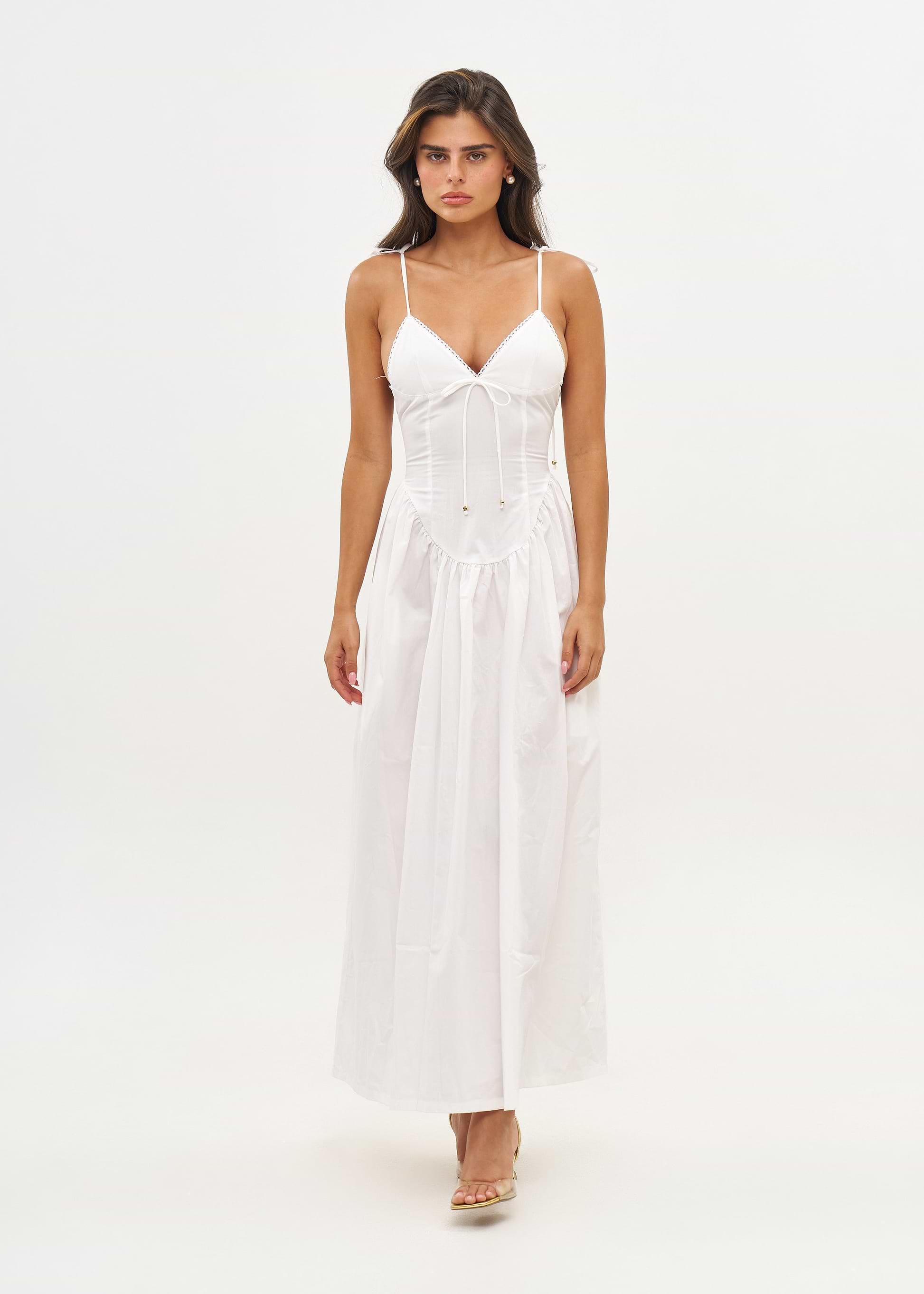 paloma white babydoll midi dress Dissh Paloma White Babydoll Midi Dress Size 10