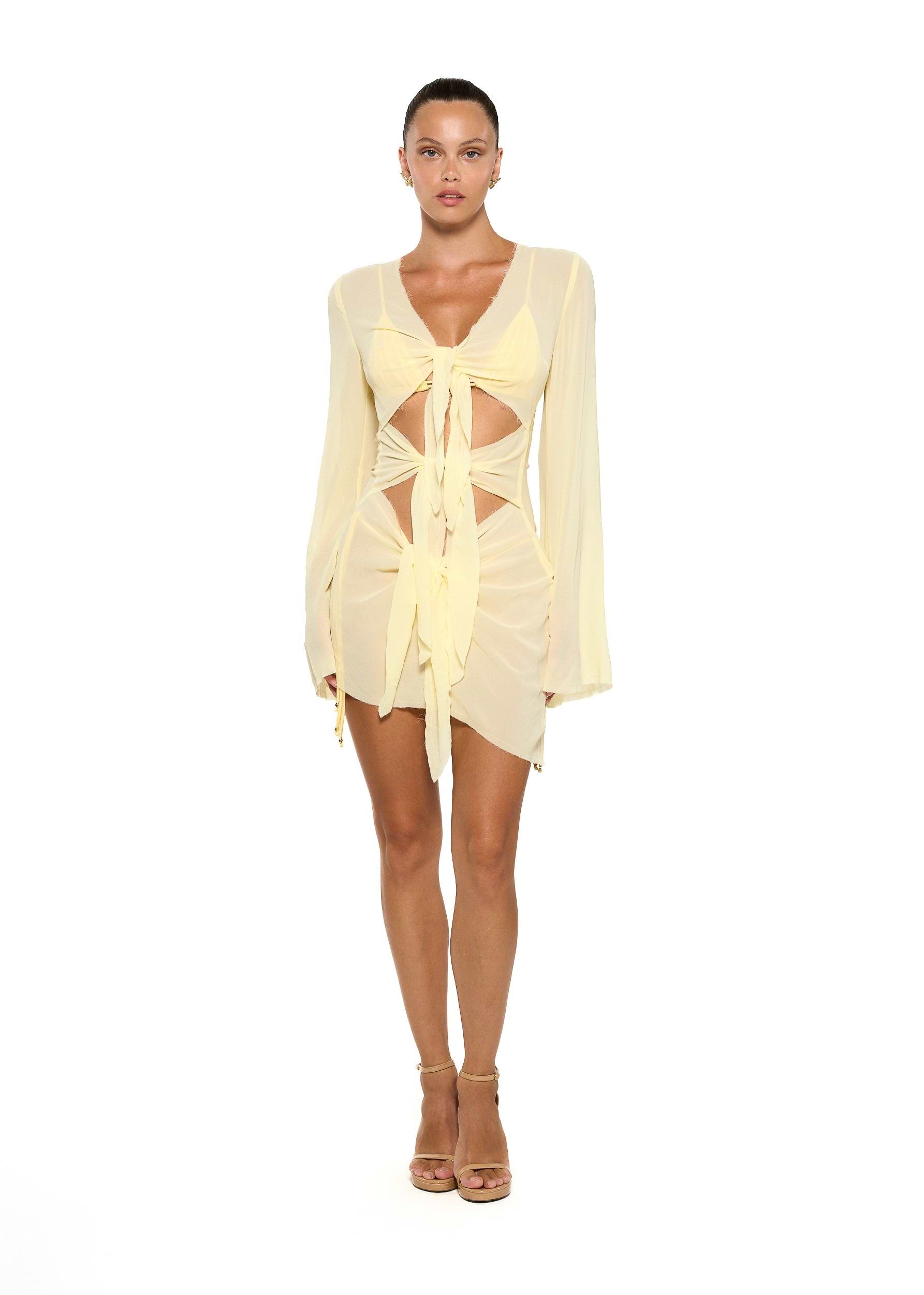 שמלות קיץ קלילות MACI DAISY YELLOW - MINI DRESS