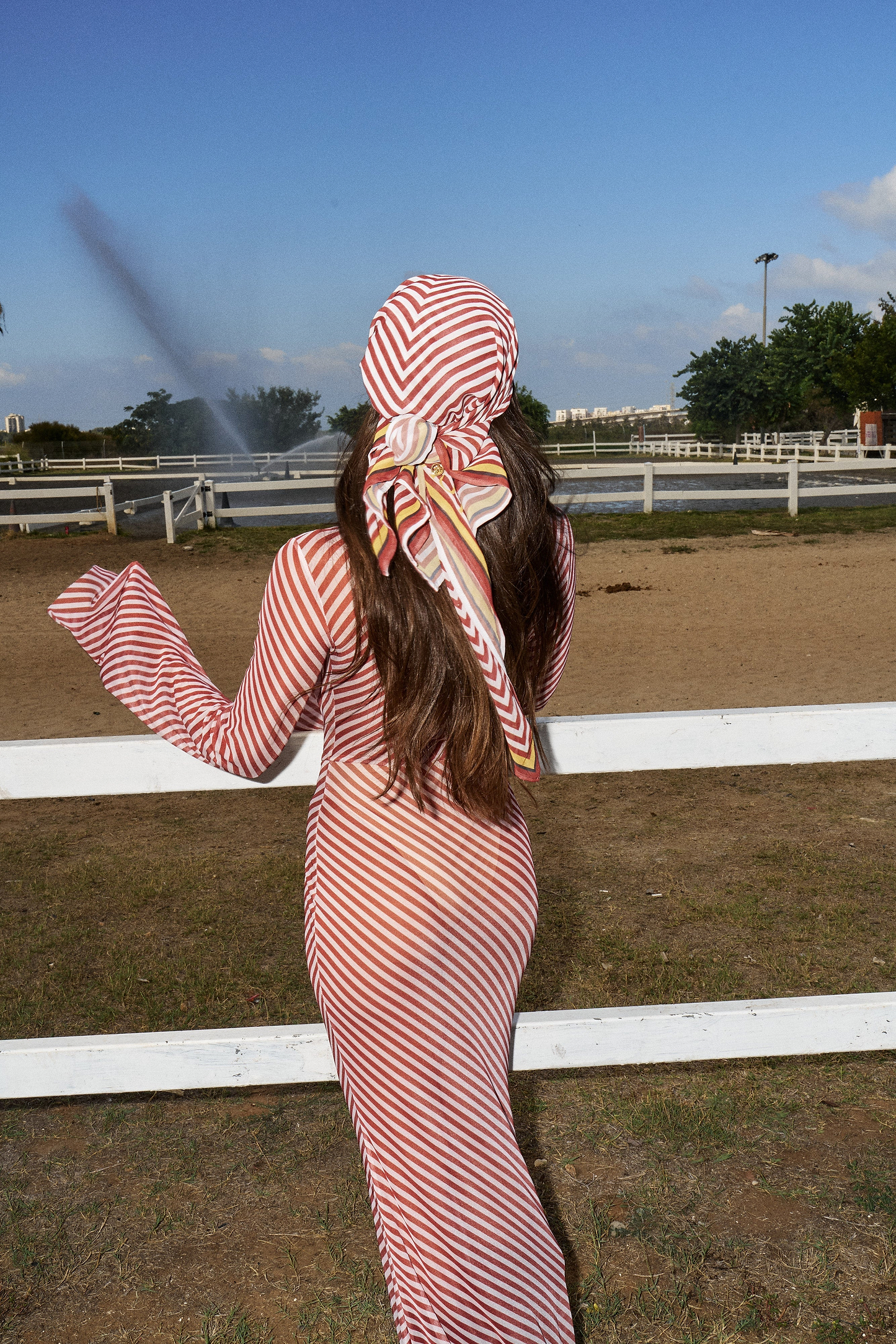 HEAD SCARF - RUSSET STRIPES