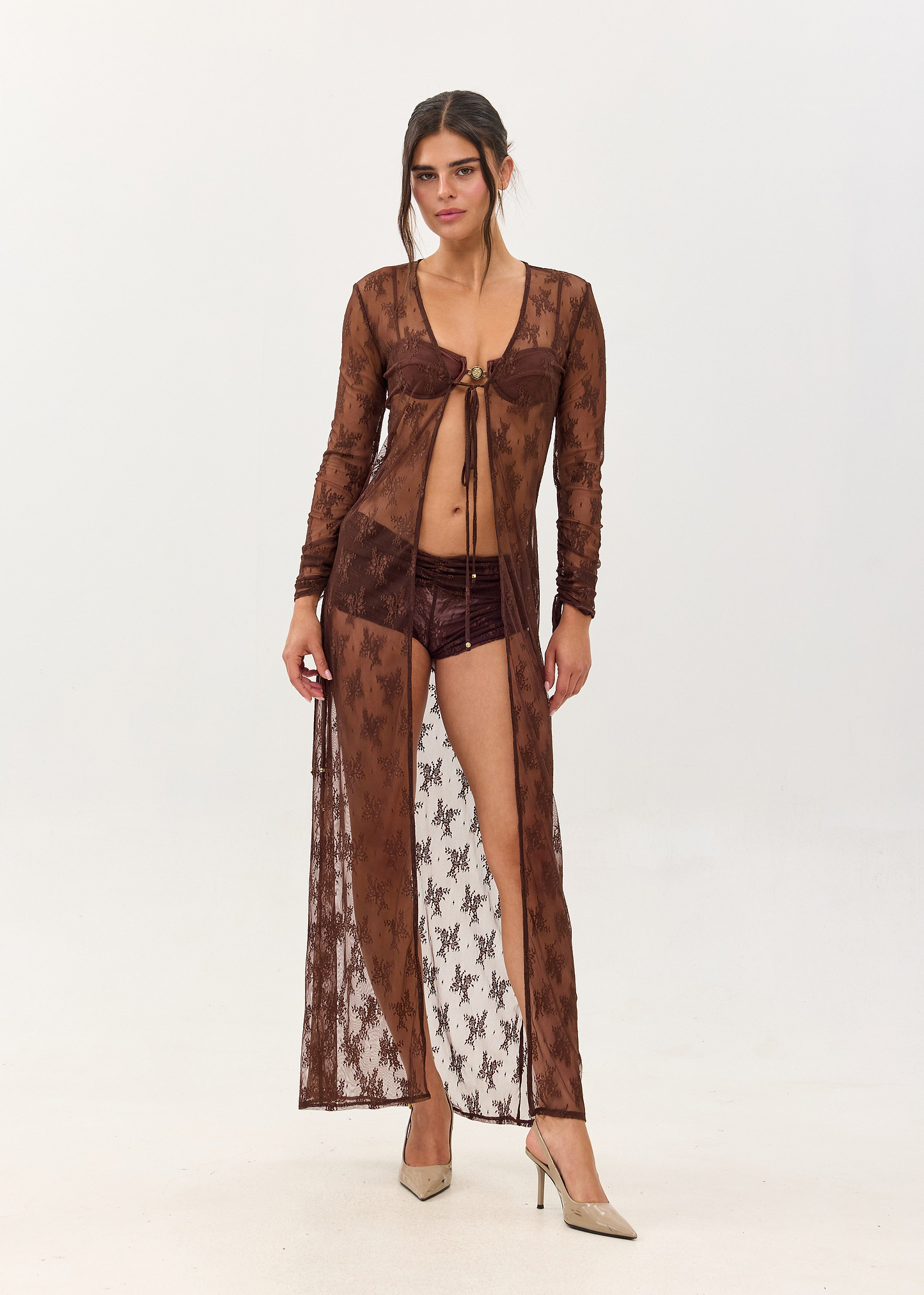 ZAHARA BROWN LACE - COVER UP