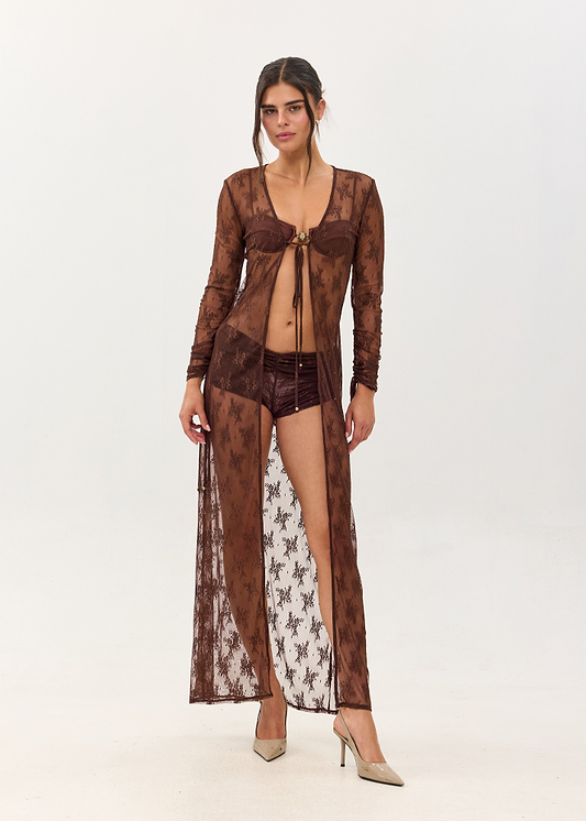 ZAHARA BROWN LACE - COVER UP