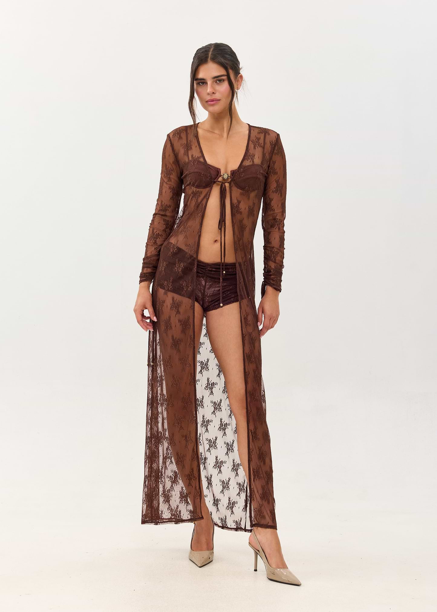 ZAHARA BROWN LACE - SHORTS