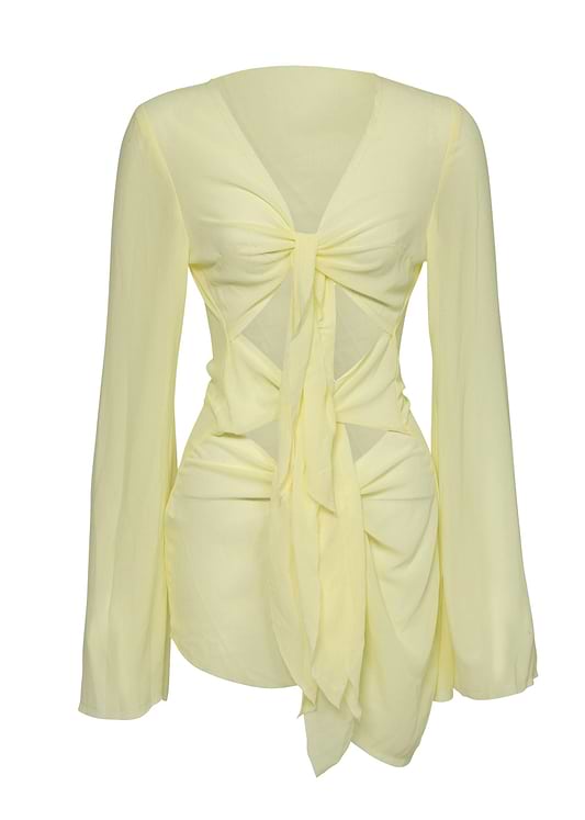 שמלות קיץ קלילות MACI DAISY YELLOW - MINI DRESS