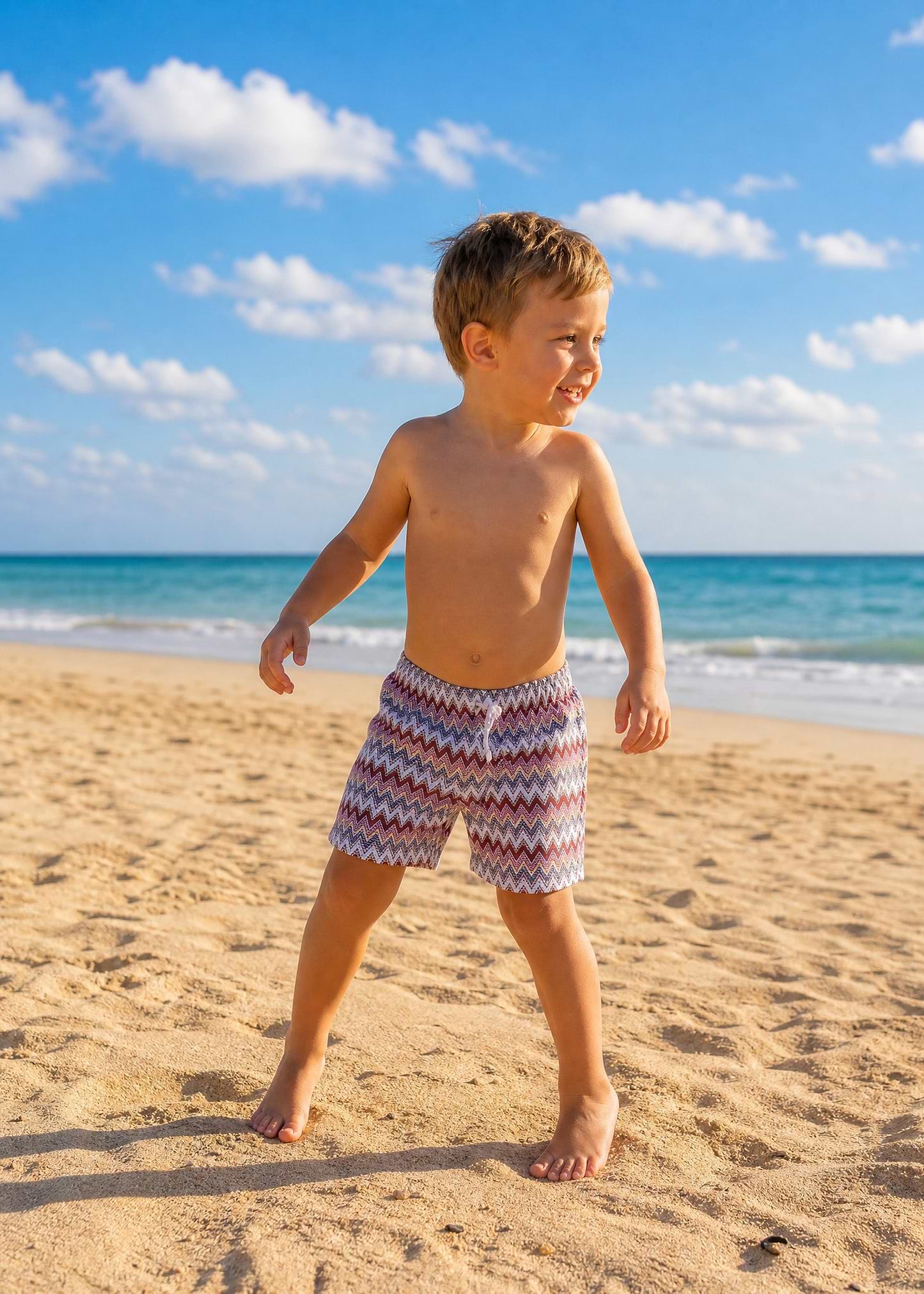BOY SWIM SHORT - BARI CHEVRON