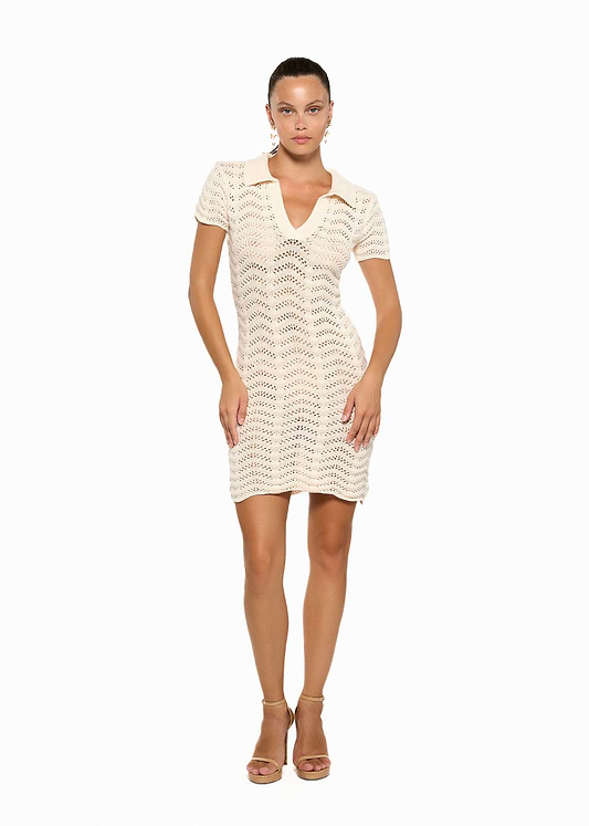 COCO KNITTED IVORY STRIPES - MINI DRESS