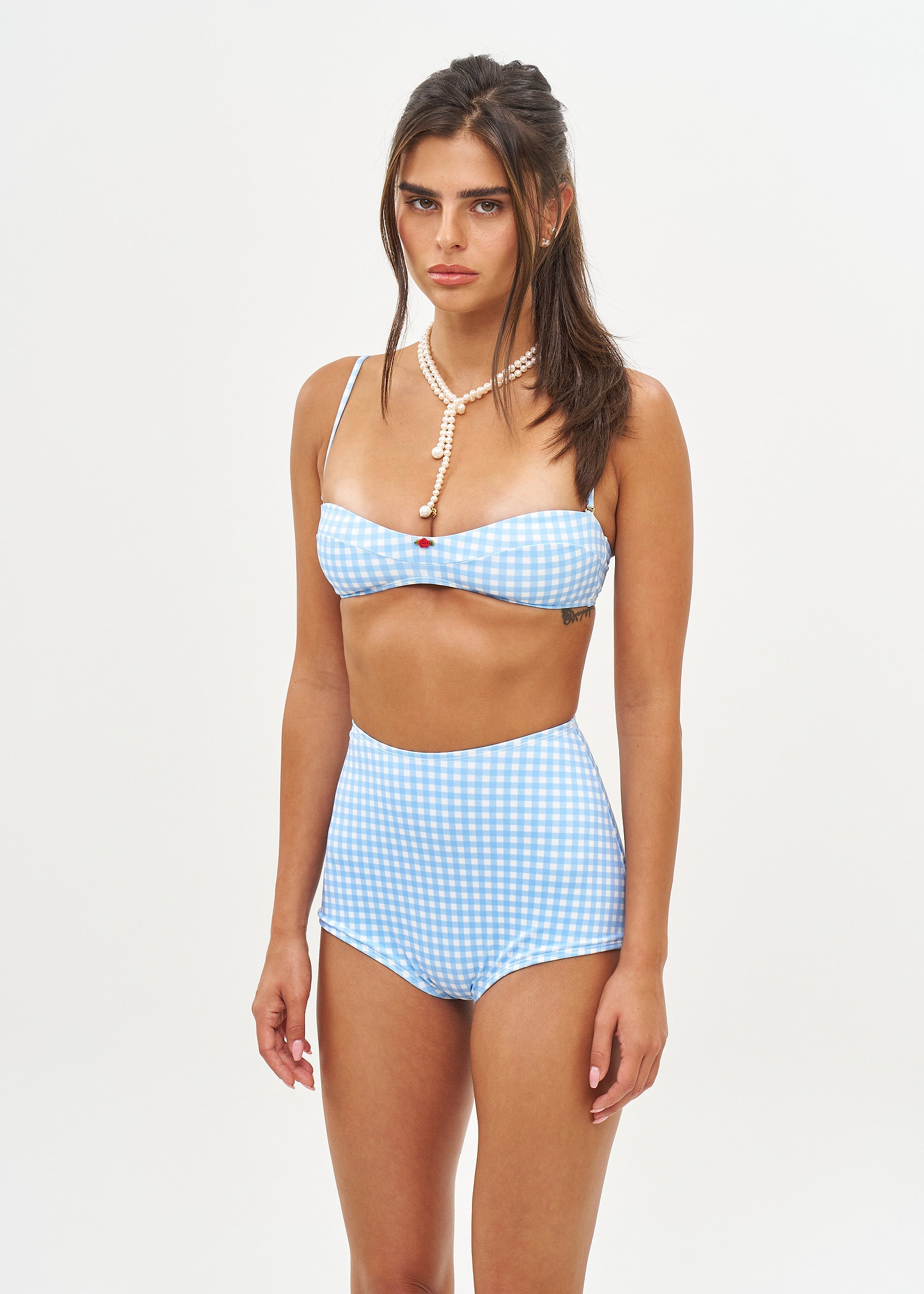 DON LIGHT BLUE GINGHAM - TOP