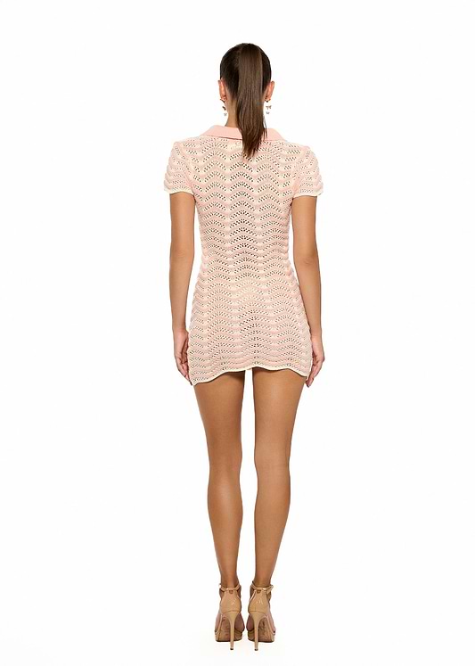 COCO KNITTED PINK STRIPES - MINI DRESS