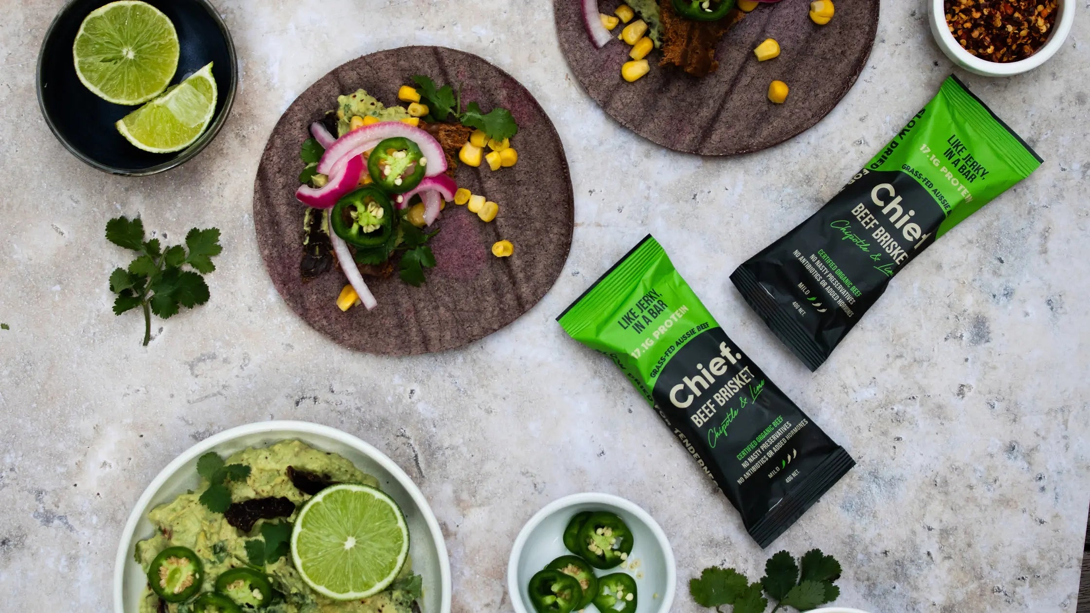 5-min Chipotle & Lime Beef Brisket Tacos - Chief Nutrition